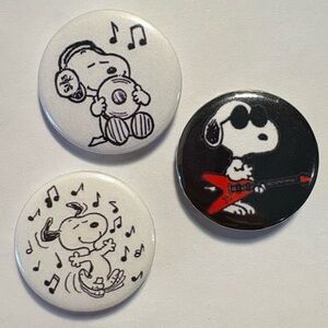Snoopy music theme Button / Pin Set - 1.25 inches homemade